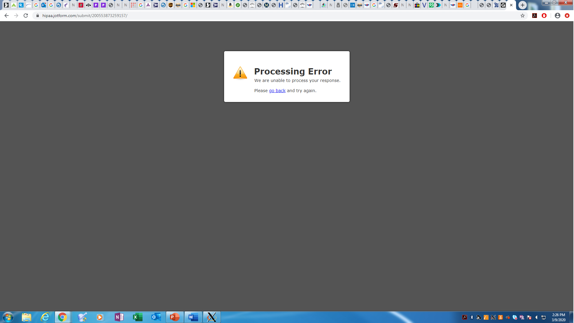 Processing Error on submit